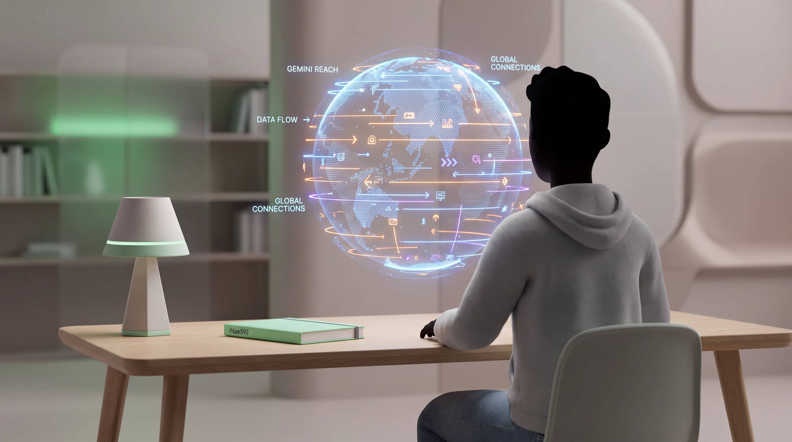 An illuminated globe shows global data streams, illustrating Gemini traffic for SaaS comparisons.